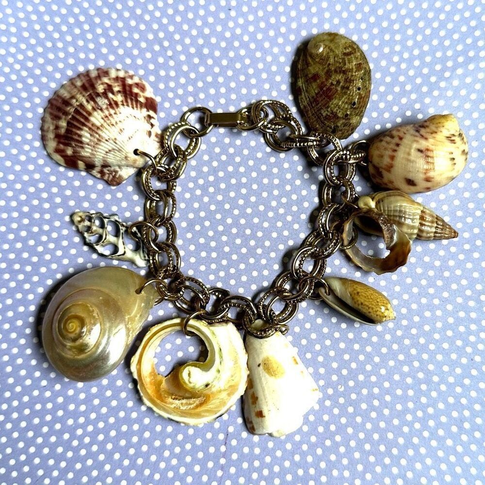Vintage genuine shell charm bracelet